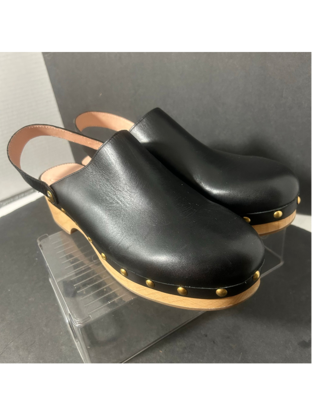 Women's J.Crew Black Leather Clog Sandals Size 10 Boho Festival Summer